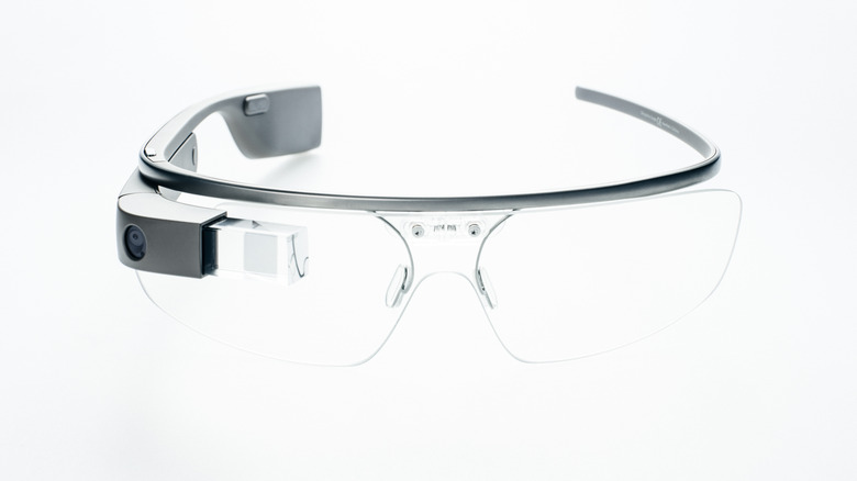 The Google Glass headset on a white background
