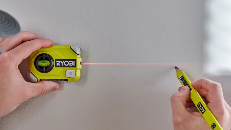 marking a line with Ryobi laser level
