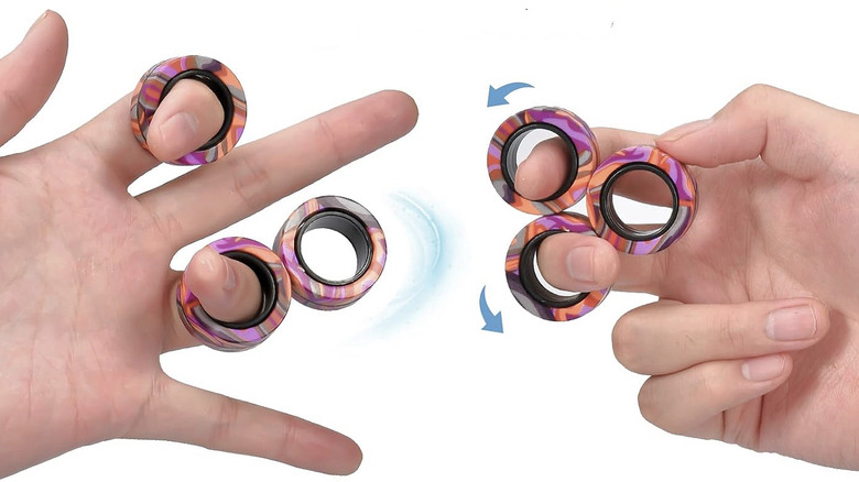 The Finger Rock Halloween Magnetic Fidget Rings in action