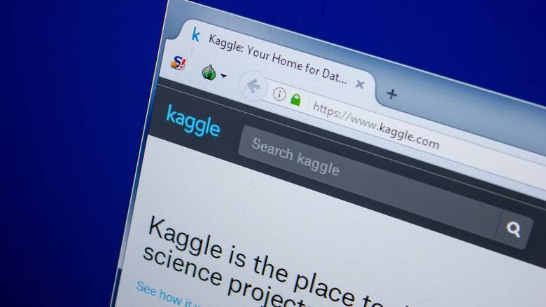 A web browser showing the home page for Kaggle.