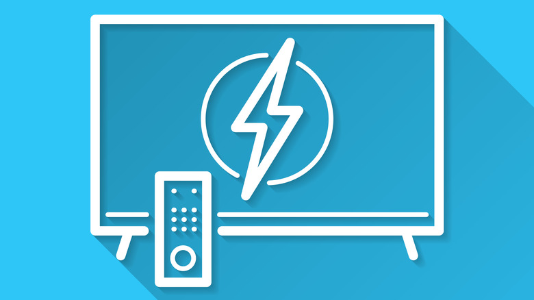 An illustration of a TV with a power saving icon on it