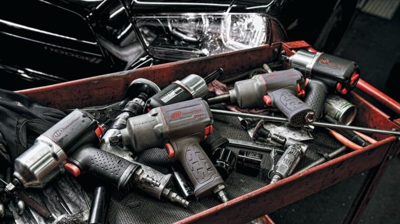Ingersoll Rand air impact wrenches on tool stand