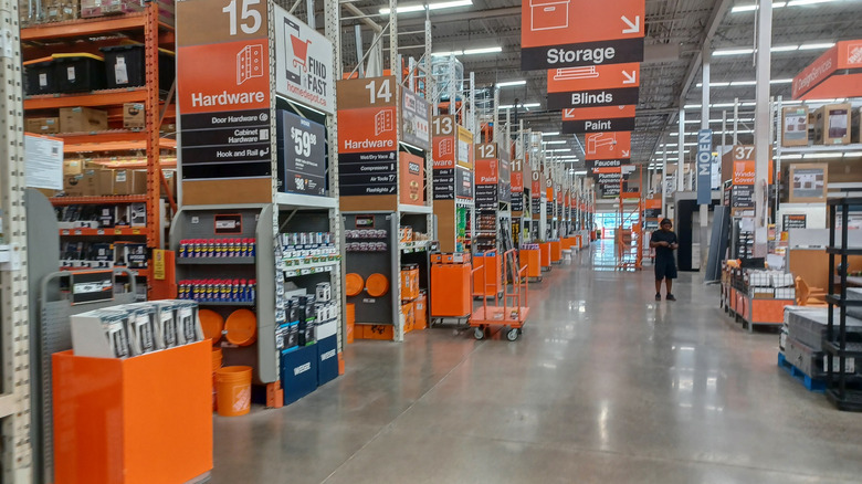 view from inside a Home Depot store