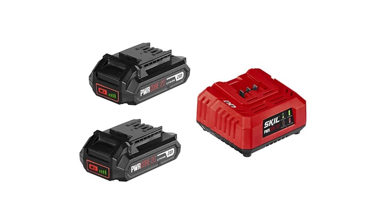 A SKIL Power Core 20 battery and charger starter kit