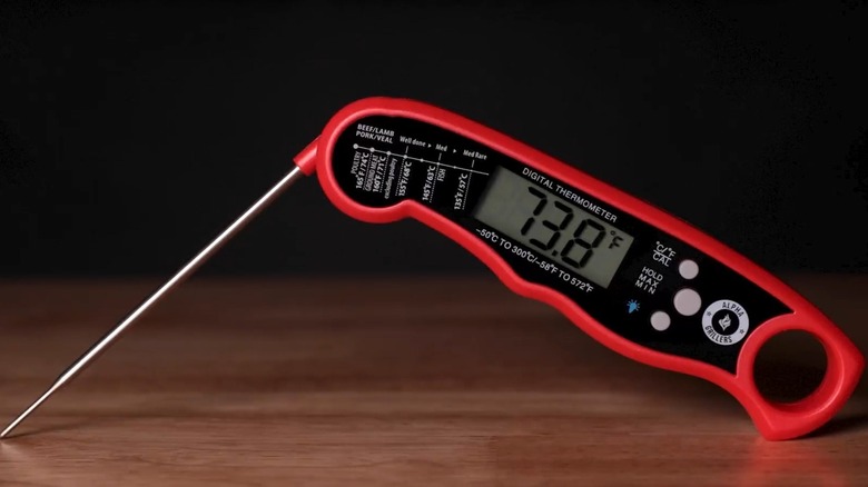 Food thermometer on counter