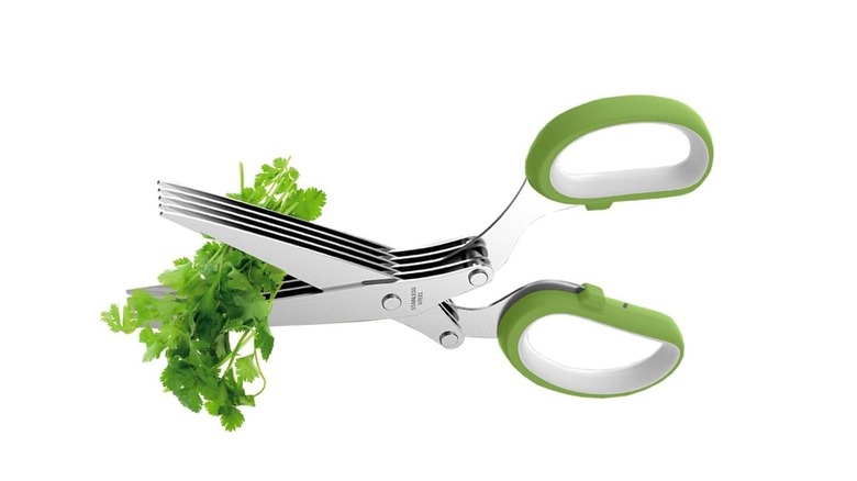 Herb scissors cutting herbs
