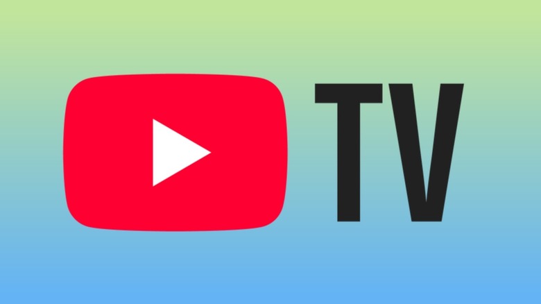 The YouTube TV logo on a blue and green gradient background.