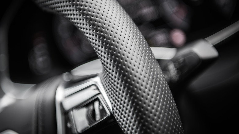 Close-up view of a steering cover