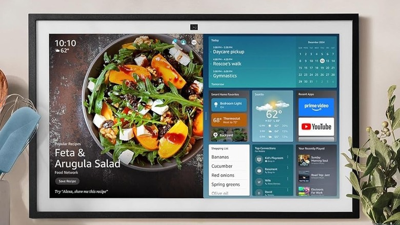 An Amazon Echo Show 21 is shown for kitchen organization and tasks.