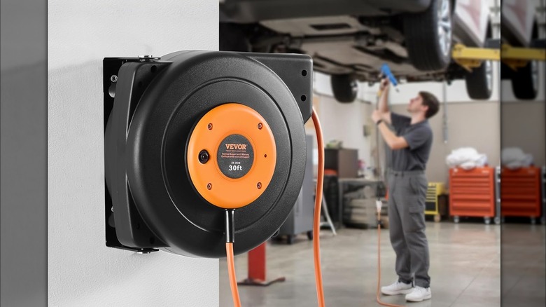 Vevor extension cord reel mounted on a wall