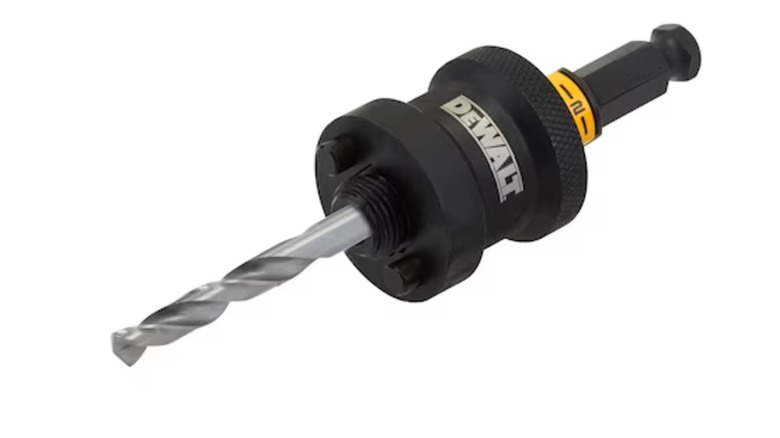 A DeWalt hole saw arbor on a white background