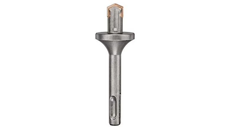 A silvery, metallic SDS stop bit against a white background