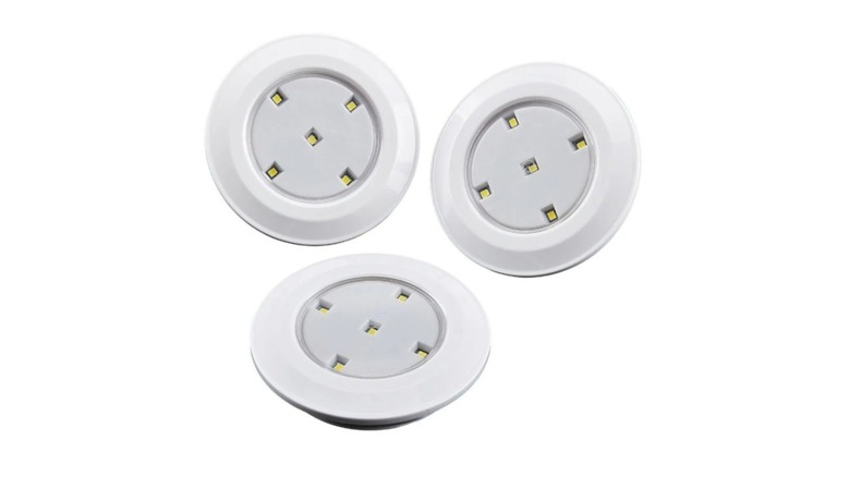 Three circular white LED lights