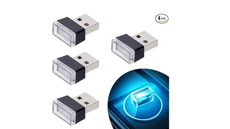 USB lights on white background
