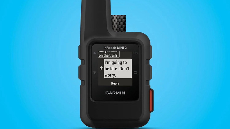 Garmin mini 2 communicator with a quick text message on the screen