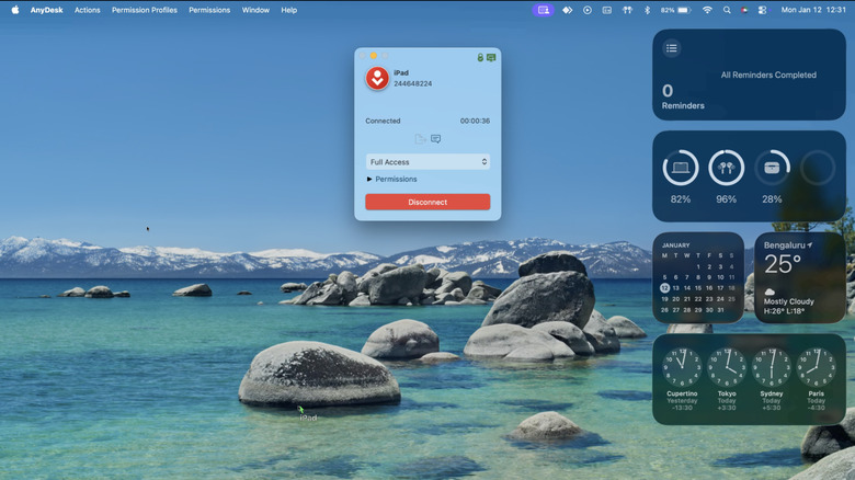AnyDesk on an iPad used to access a Mac