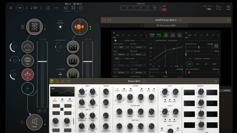 AUM audio mixer interface on an iPad
