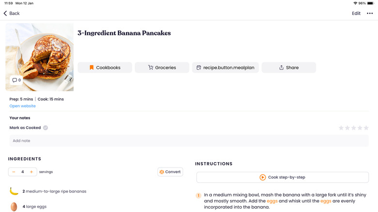 ReciMe running on an iPad
