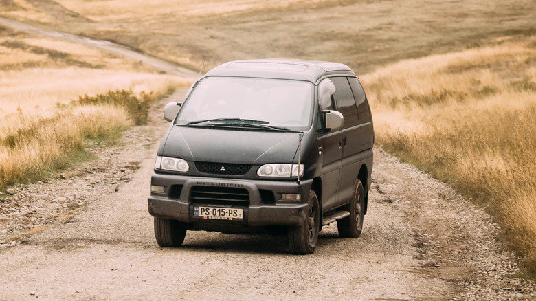 Mitsubishi Delica on a mountain road