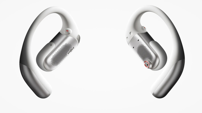 The Shokz OpenFit Pro over a white background