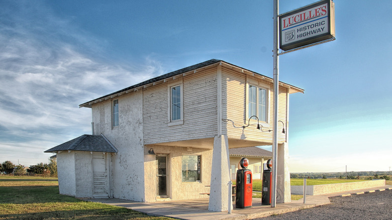 Lucille's sign above Provine Service Station in Hydro