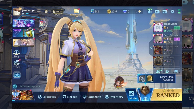 The Mobile Legends main menu