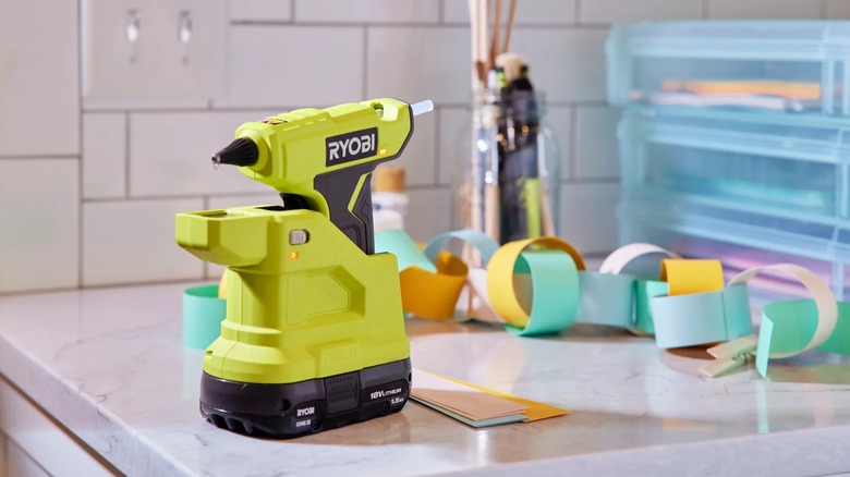 Ryobi glue gun in stand
