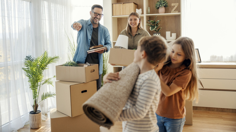 A family moving into a new house