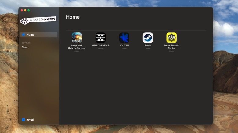 Crossover app on macOS Desktop
