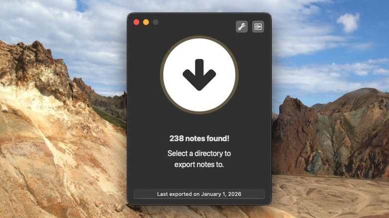 Exporter main window on macOS desktop