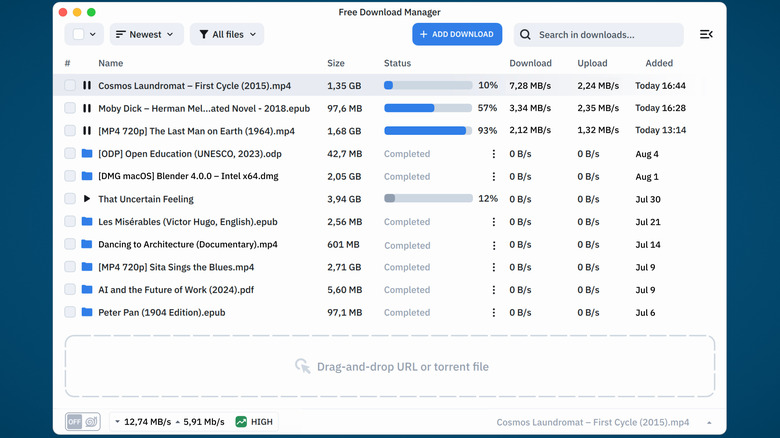 Free download manager download window on blue background
