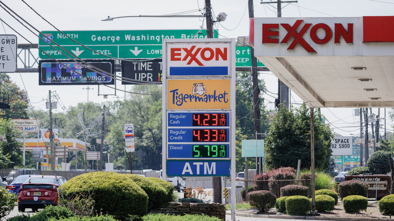 A price sign at an Exxon station in 2026