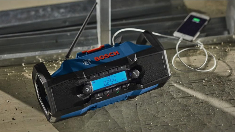 Bosch jobsite radio connected to smartphone