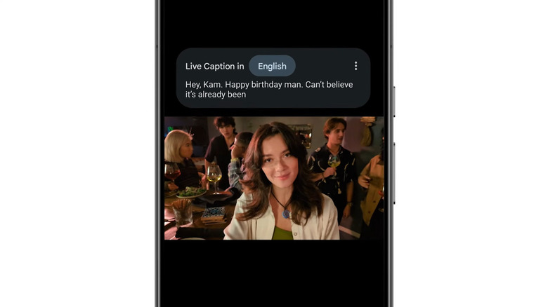 Live captions over a video on a Google Pixel phone.