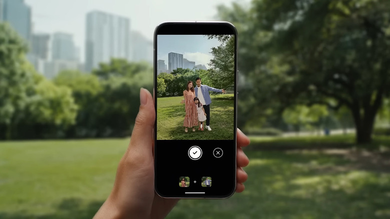 Creating a group picture by using the Add Me feature on Google Pixel.