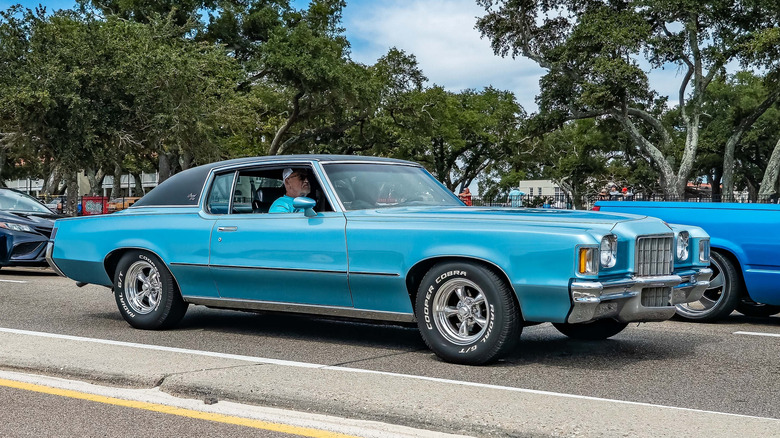 Blue 1972 Pontiac Grand Prix at classic car show