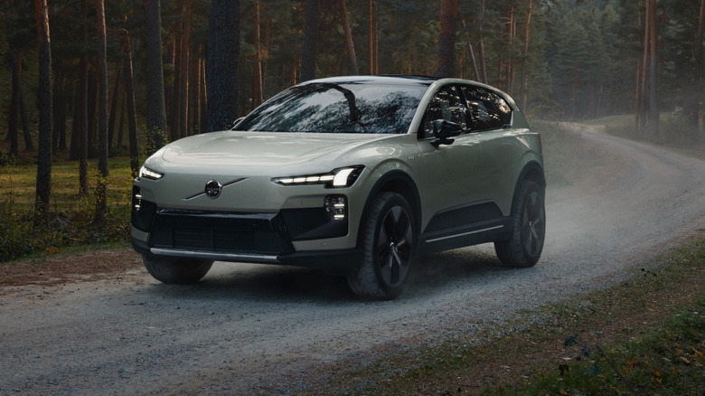 2027 Volvo EX60 Cross Country on gravel trail