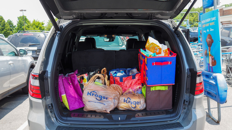 2021 Dodge Durango R/T rear full of groceries