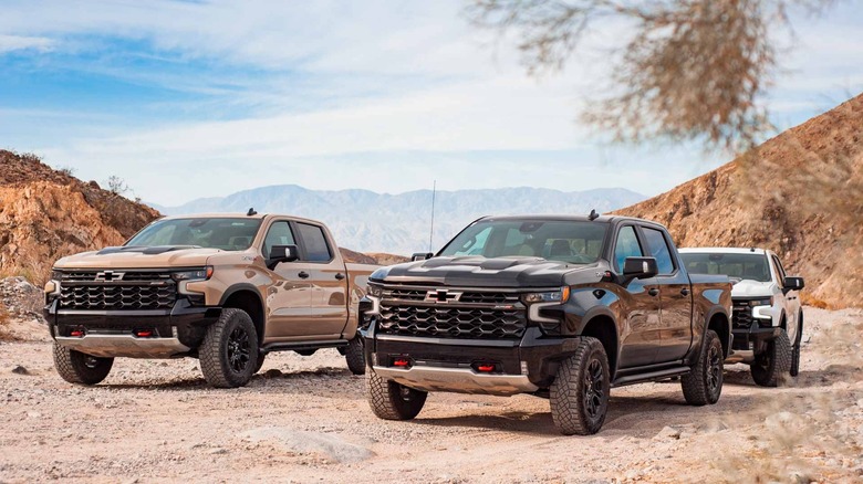 Silverado ZR2s in Joshua Tree