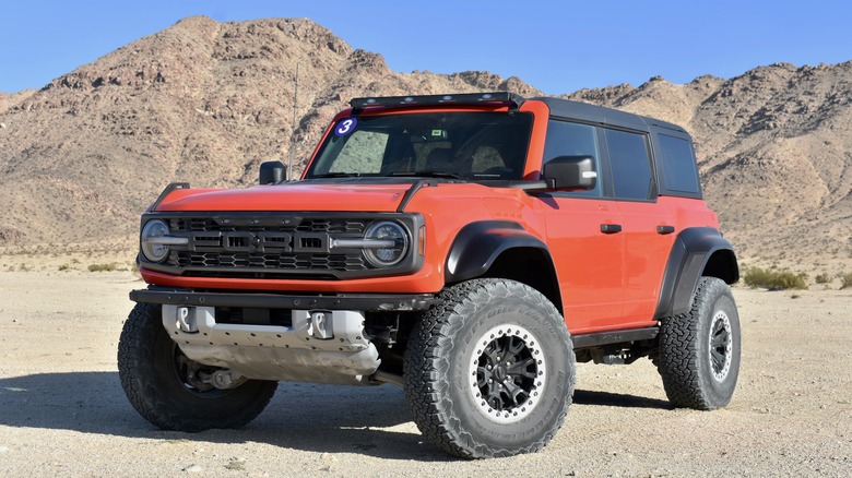 2022 Ford Bronco Raptor front three quarter view.