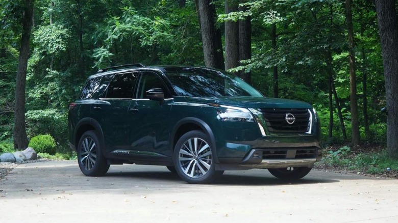 2022 Nissan Pathfinder in the woods