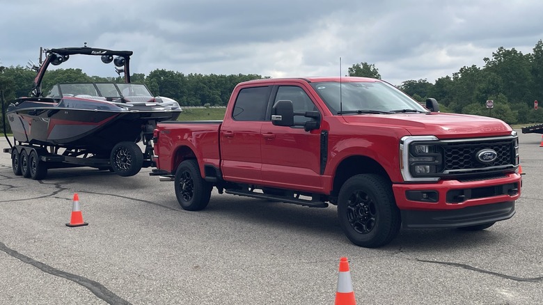 2023 Ford Super Duty towing boat