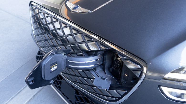 Genesis Electrified GV70 charge port and grille