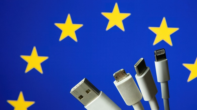 Charging cables with EU flag