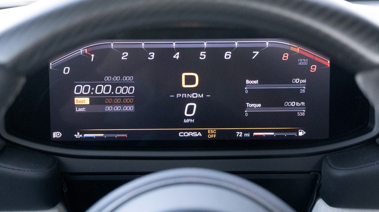 2023 Maserati MC20 Cielo gauge cluster in Corsa mode