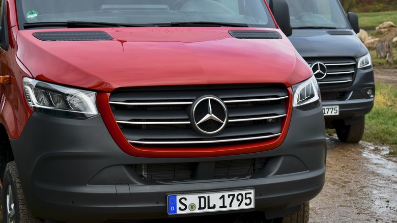 2023 Mercedes-Benz Sprinter front-end detail shot.