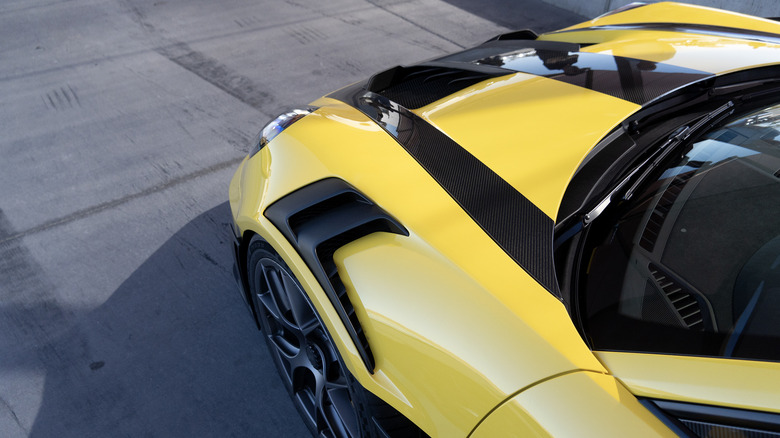 Racing Yellow 992 Porsche 911 GT3 RS hood louvers