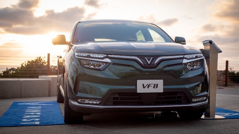 VinFast VF8 in the Sunset