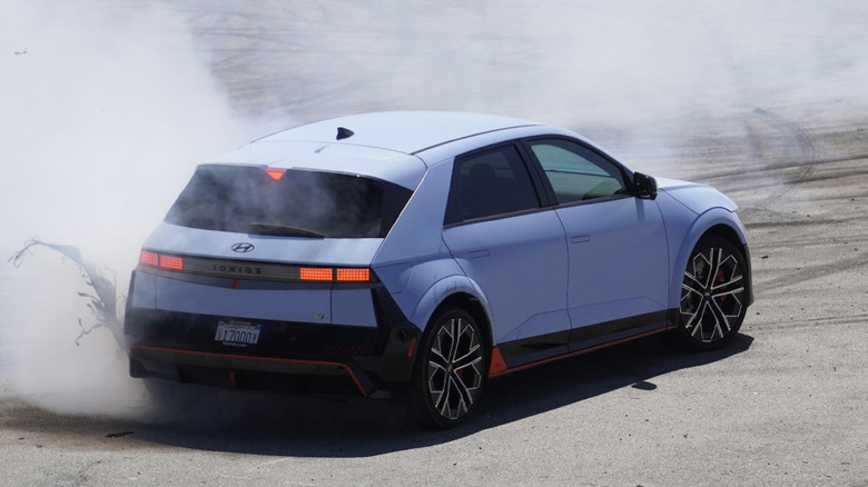 2024 Hyundai Ioniq 5 N smoky donuts with shredded tire