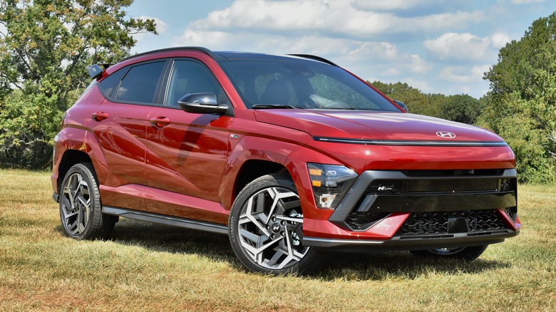 2024 Hyundai Kona N Line front three quarter view.